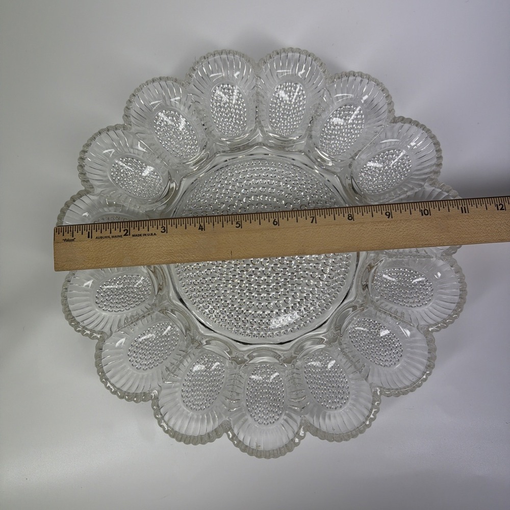 Vintage Clear Indiana Glass Hobnail Deviled Egg Tray Plate Platter - Picture 3 of 3
